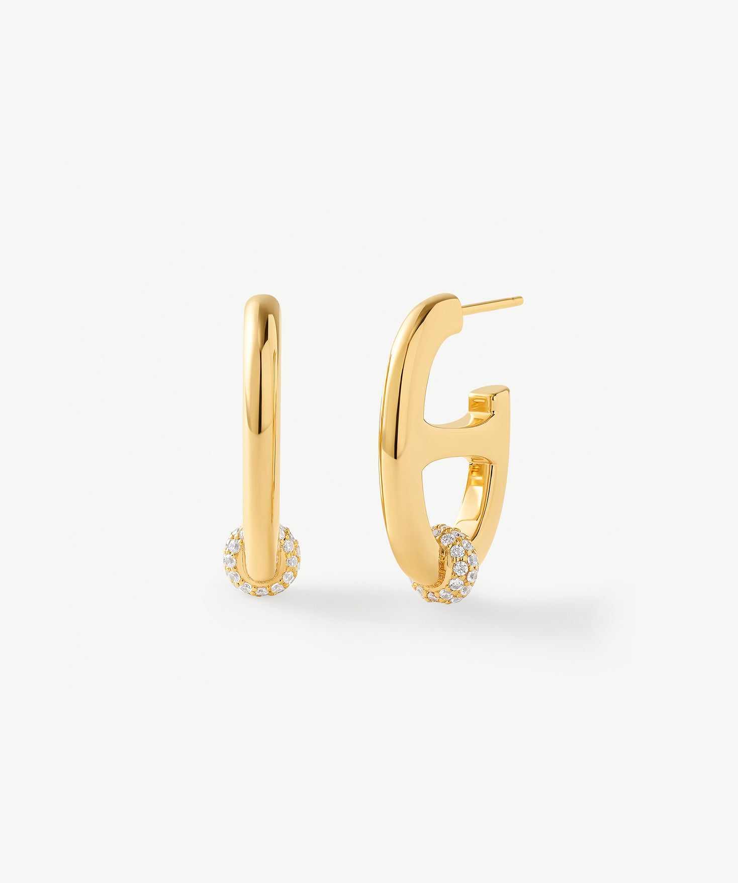 18K Gold Plated Mariner Hoop Earrings with Pave Diamonds – Contemporary Nautical Jewelry | MaiaMina