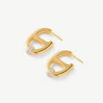 18K Gold Plated Mariner Hoop Earrings with Pave Diamonds – Contemporary Nautical Jewelry | MaiaMina