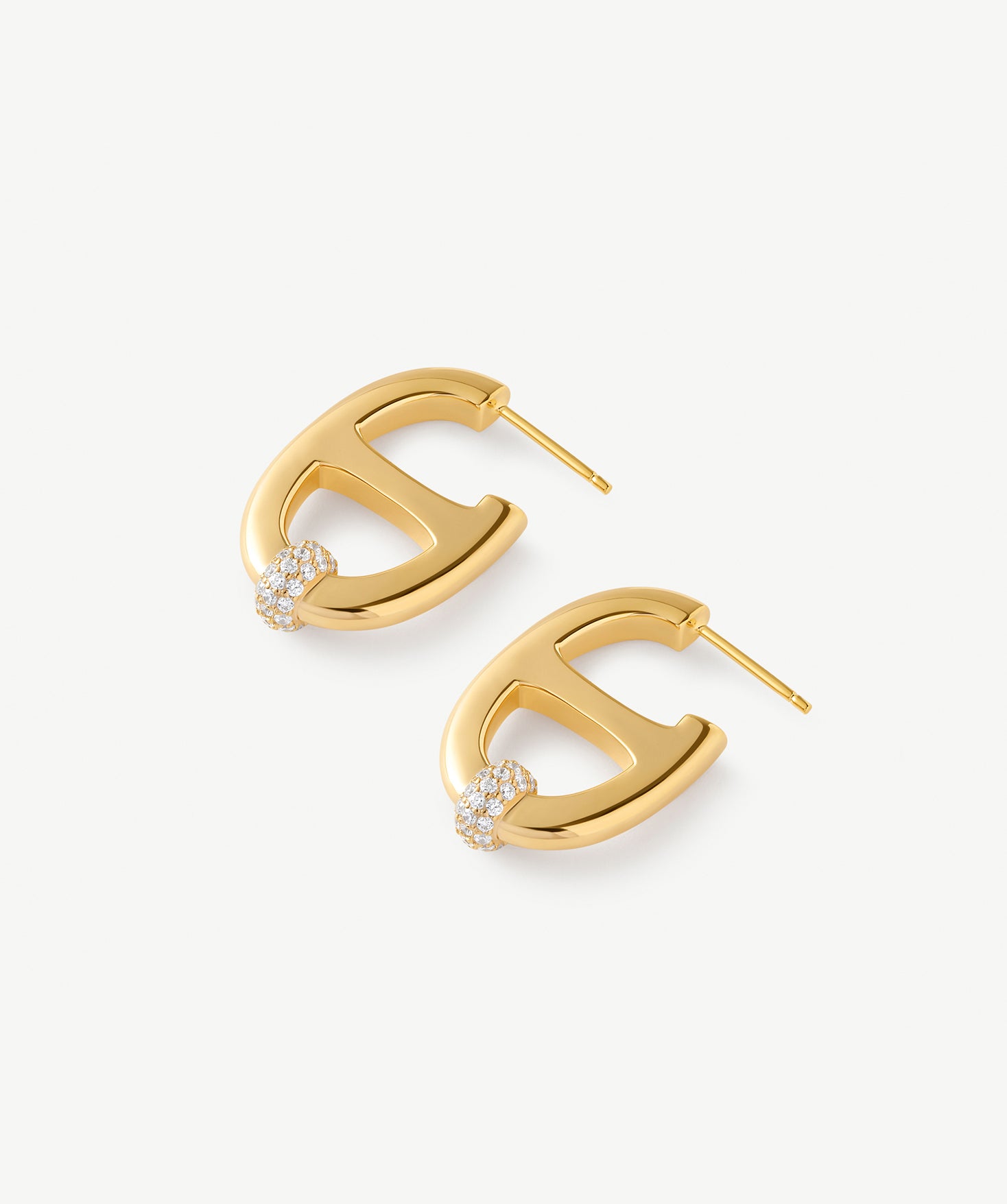 18K Gold Plated Mariner Hoop Earrings with Pave Diamonds – Contemporary Nautical Jewelry | MaiaMina