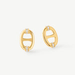 18K Gold Plated Mariner Stud Earrings – Elegant Nautical Design | MaiaMina