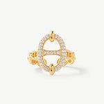 18K Gold Plated Pave Mariner Chain Adjustable Ring – Symbol of Strength & Courage | MaiaMina