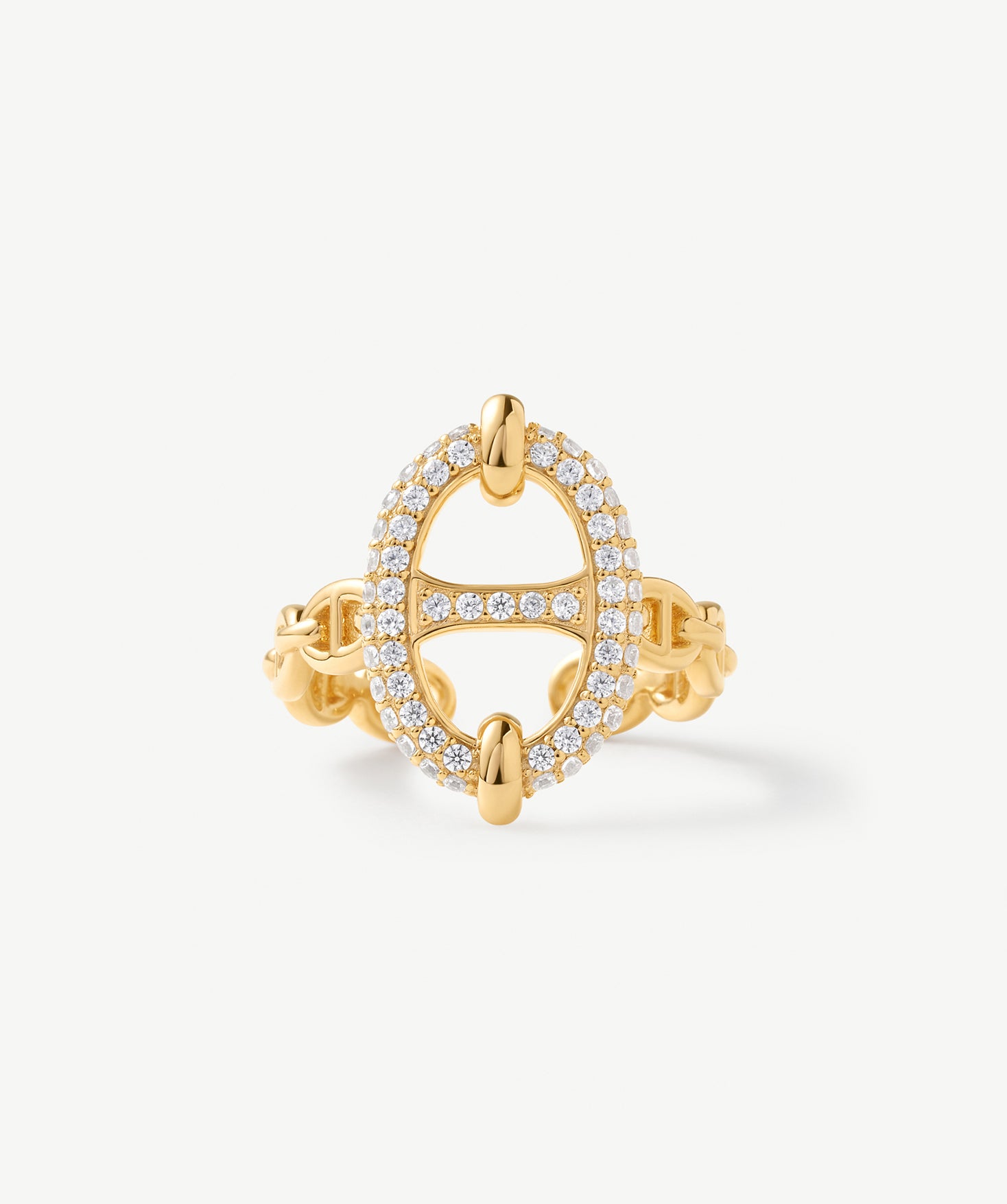 18K Gold Plated Pave Mariner Chain Adjustable Ring – Symbol of Strength & Courage | MaiaMina