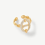 18K Gold Plated Pave Mariner Chain Adjustable Ring – Symbol of Strength & Courage | MaiaMina