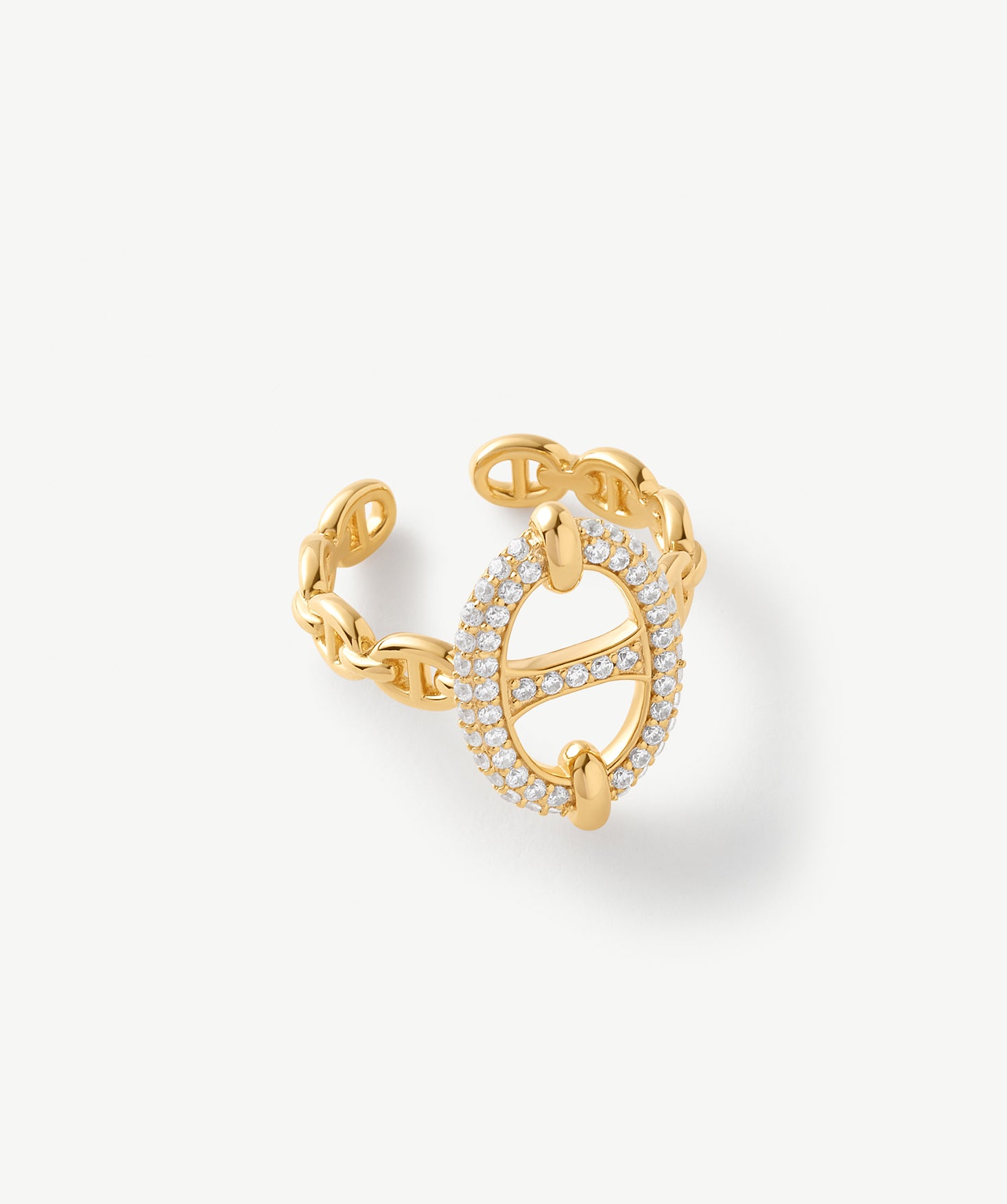 18K Gold Plated Pave Mariner Chain Adjustable Ring – Symbol of Strength & Courage | MaiaMina