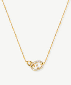 18K Gold Plated Pave Mariner Interlocking Pendant Necklace – Elegant Geometric Jewelry | MaiaMina