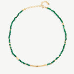 Emerald Beaded Necklace with 18K Gold Plated Accents | Elegant Women's Jewelry | MaiaMina