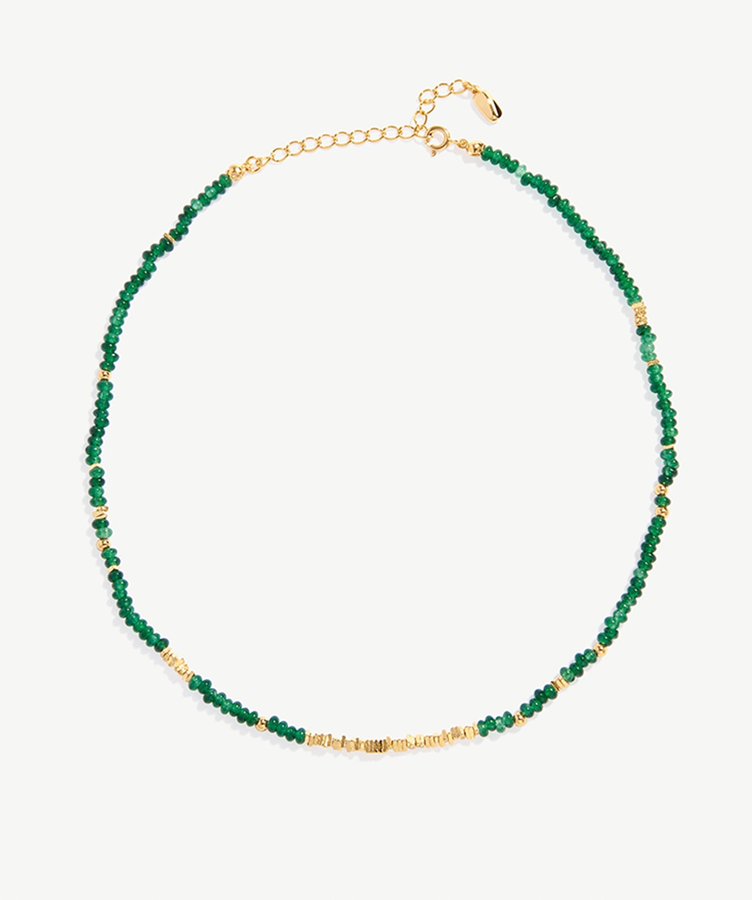 Emerald Beaded Necklace with 18K Gold Plated Accents | Elegant Women's Jewelry | MaiaMina