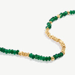 Emerald Beaded Necklace with 18K Gold Plated Accents | Elegant Women's Jewelry | MaiaMina