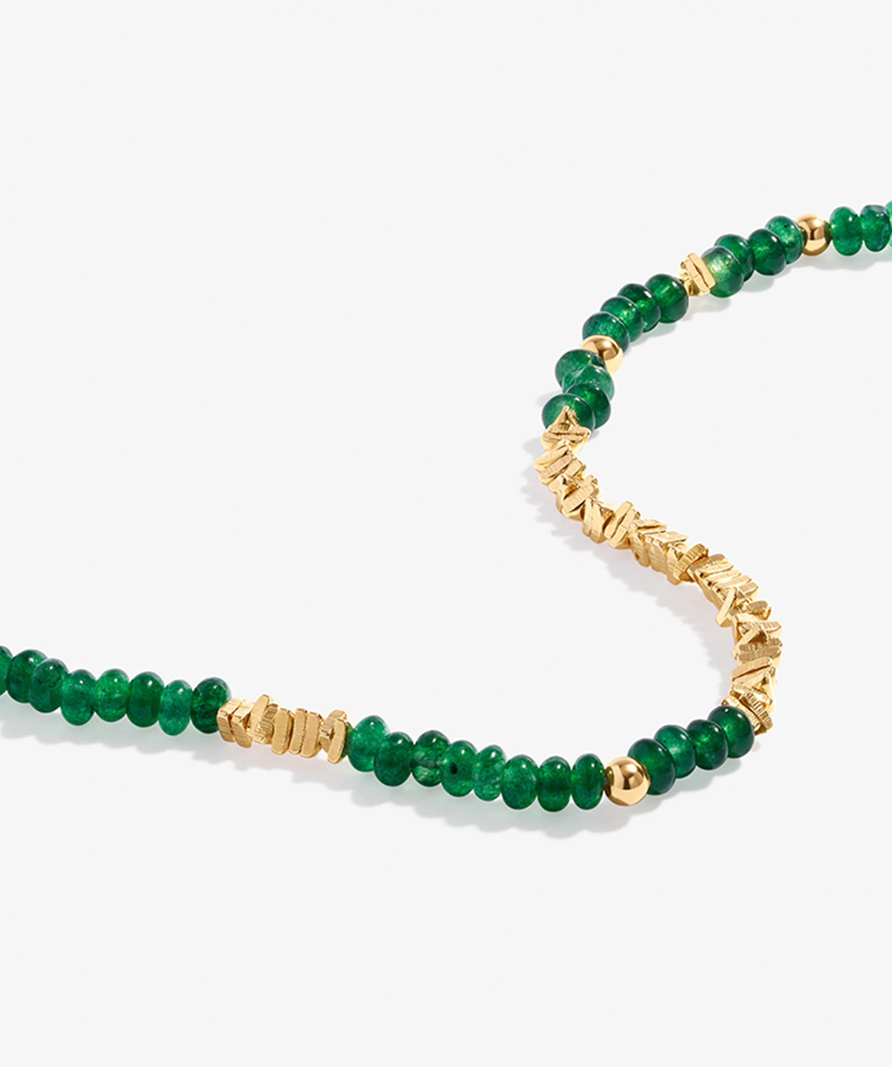 Emerald Beaded Necklace with 18K Gold Plated Accents | Elegant Women's Jewelry | MaiaMina