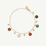 Elegant Multistone Bracelet with White Mother-of-Pearl, Malachite, Tiger’s Eye, Red Agate, and Black Agate | MaiaMina