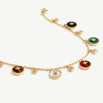 Elegant Multistone Bracelet with White Mother-of-Pearl, Malachite, Tiger’s Eye, Red Agate, and Black Agate | MaiaMina