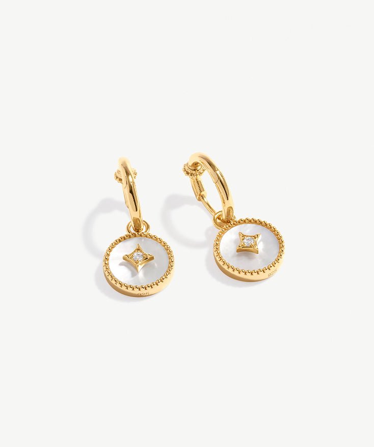 Elegant Gold Vermeil and Mother of Pearl Hoop Earrings | MaiaMina