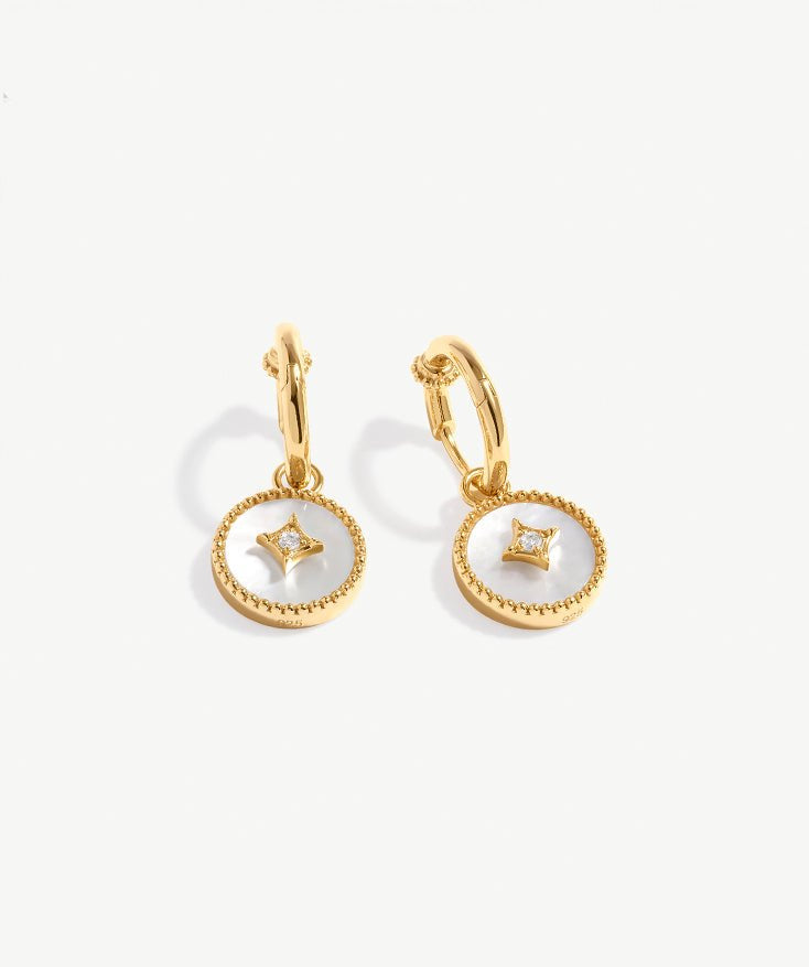 Elegant Gold Vermeil and Mother of Pearl Hoop Earrings | MaiaMina