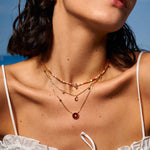 Elegant Chinese-Inspired Gold Necklace with Carnelian Pendant | MaiaMina
