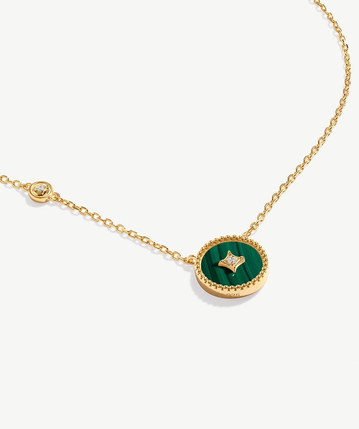 Elegant Chinese-Inspired Gold Necklace with Malachite Pendant | MaiaMina