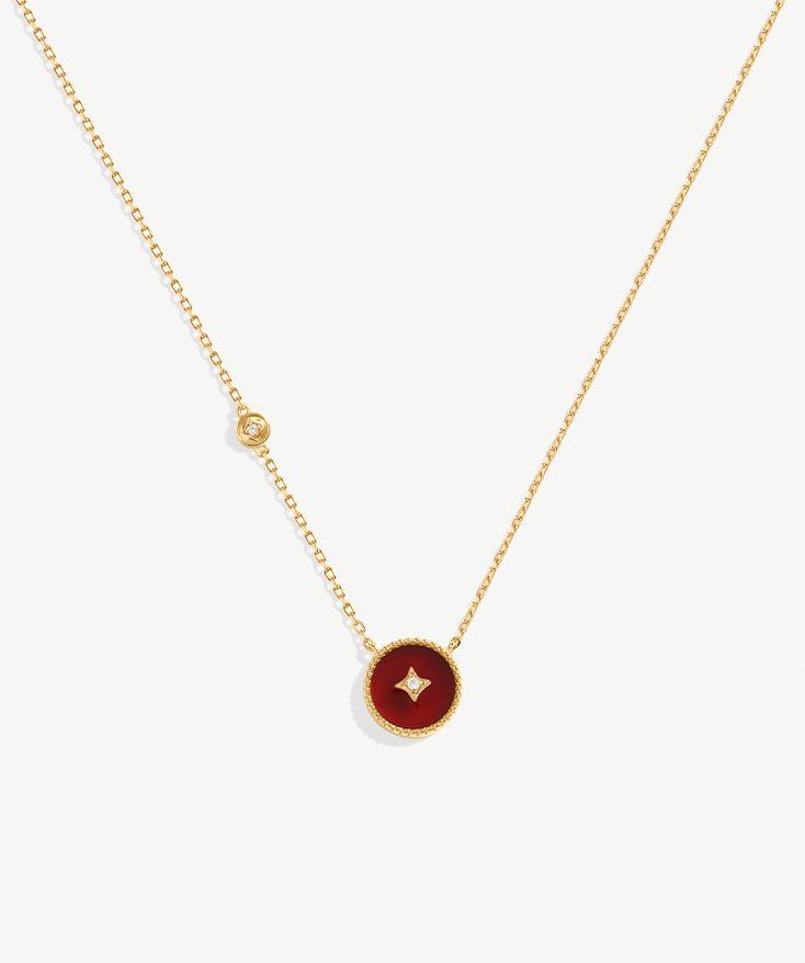 Elegant Chinese-Inspired Gold Necklace with Carnelian Pendant | MaiaMina
