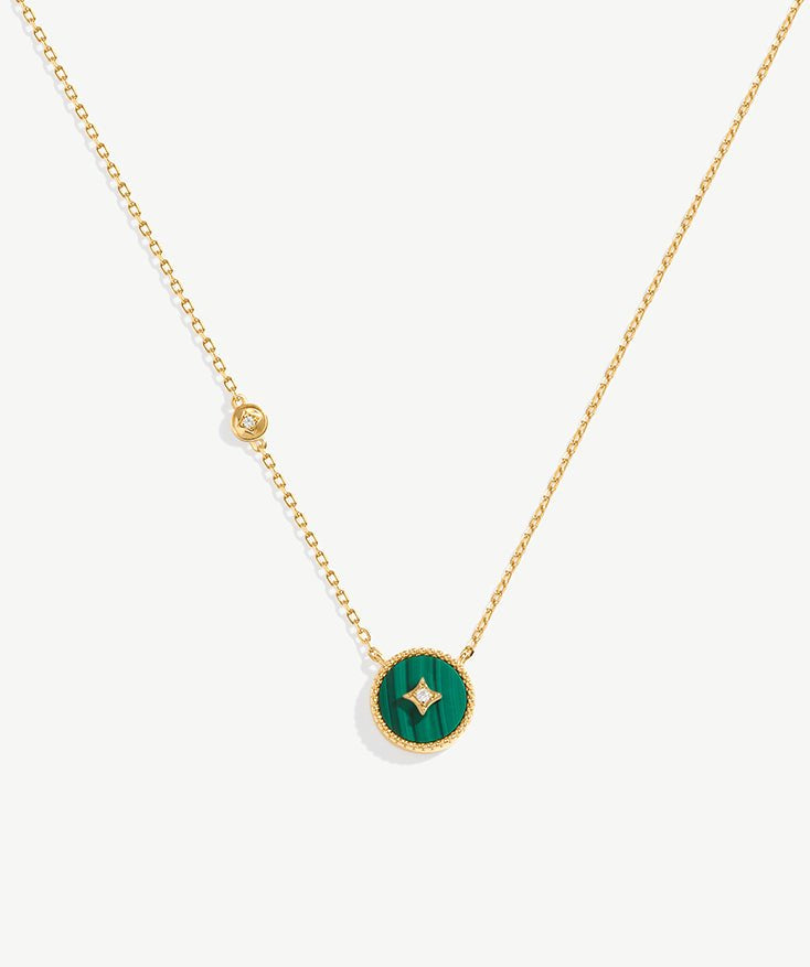 Elegant Chinese-Inspired Gold Necklace with Malachite Pendant | MaiaMina