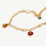 Elegant Multi-Way Necklace with White Mother-of-Pearl, Malachite, Tiger’s Eye, Red Agate, and Black Agate | MaiaMina