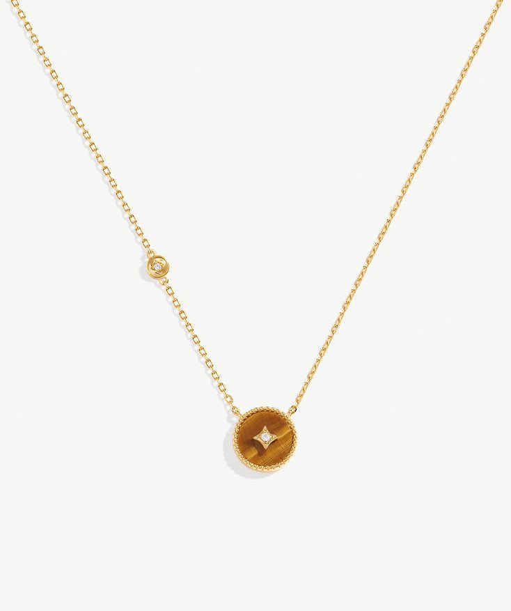 Elegant Chinese-Inspired Gold Necklace with Tiger’s eye Pendant | MaiaMina