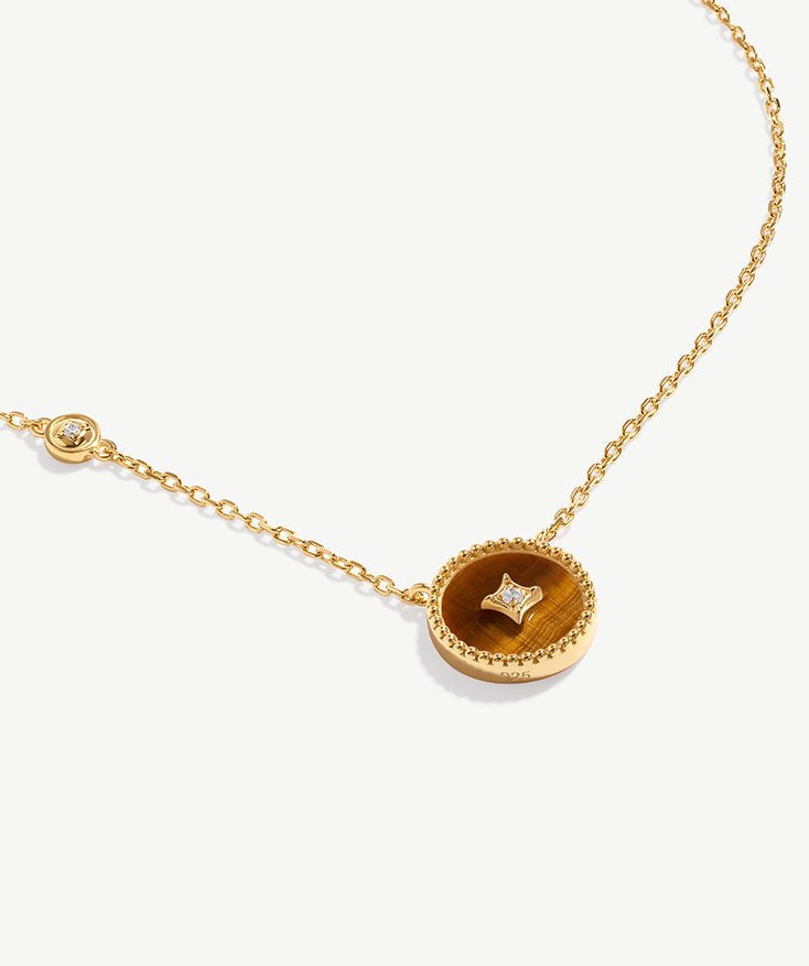 Elegant Chinese-Inspired Gold Necklace with Tiger’s eye Pendant | MaiaMina