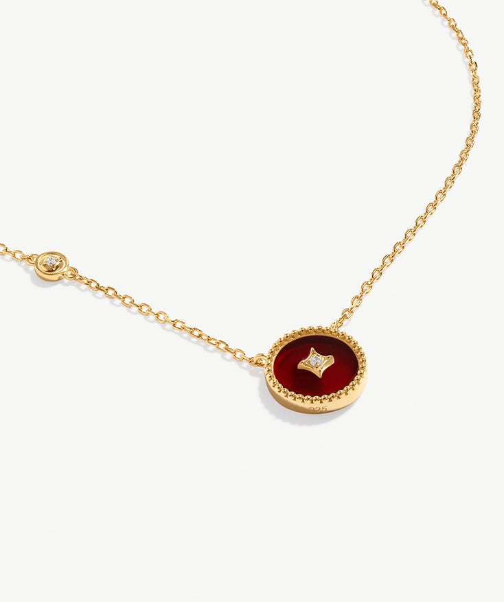 Elegant Chinese-Inspired Gold Necklace with Carnelian Pendant | MaiaMina
