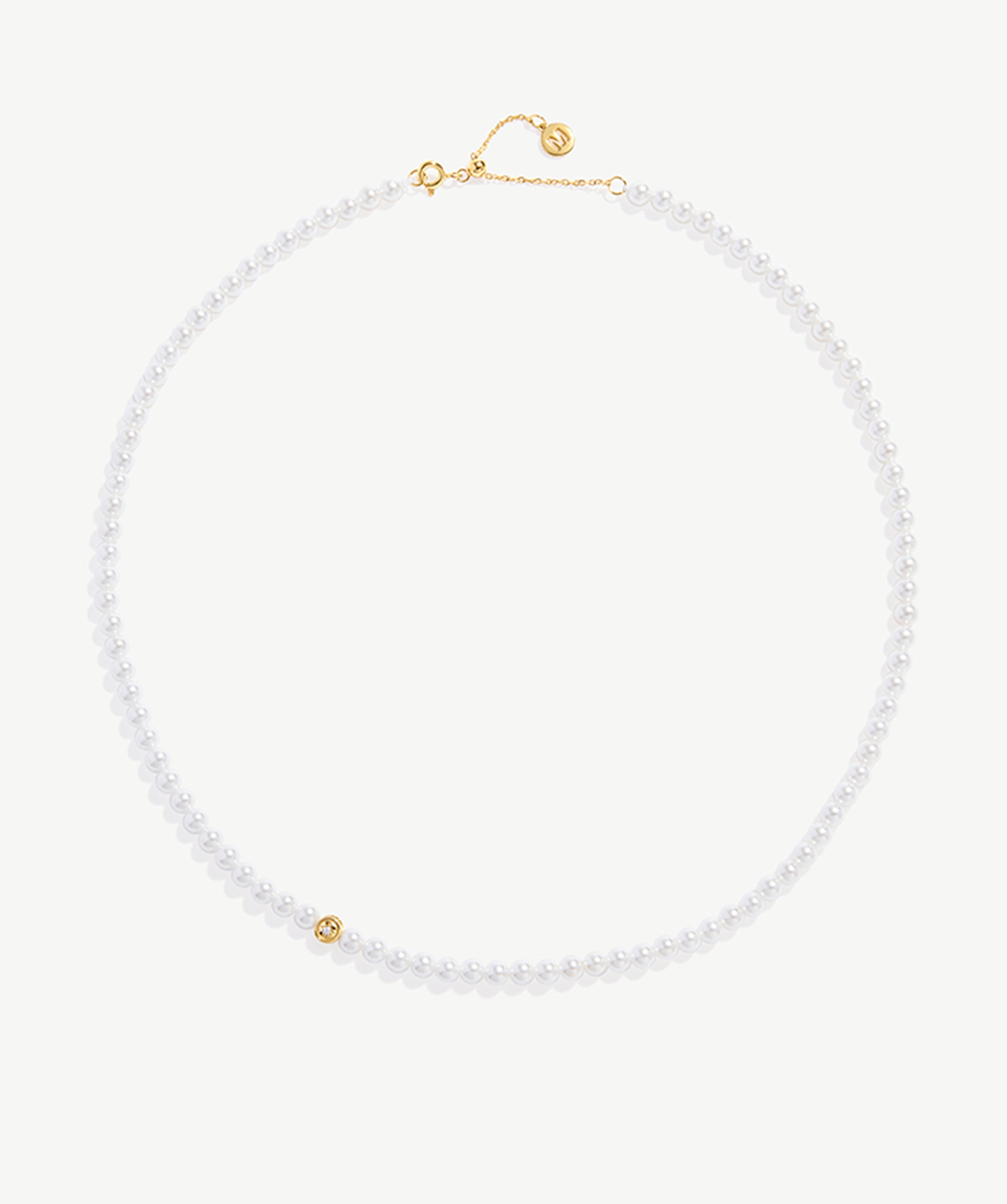 Classic Pearl Necklace with Gold Coin Charm | MaiaMina