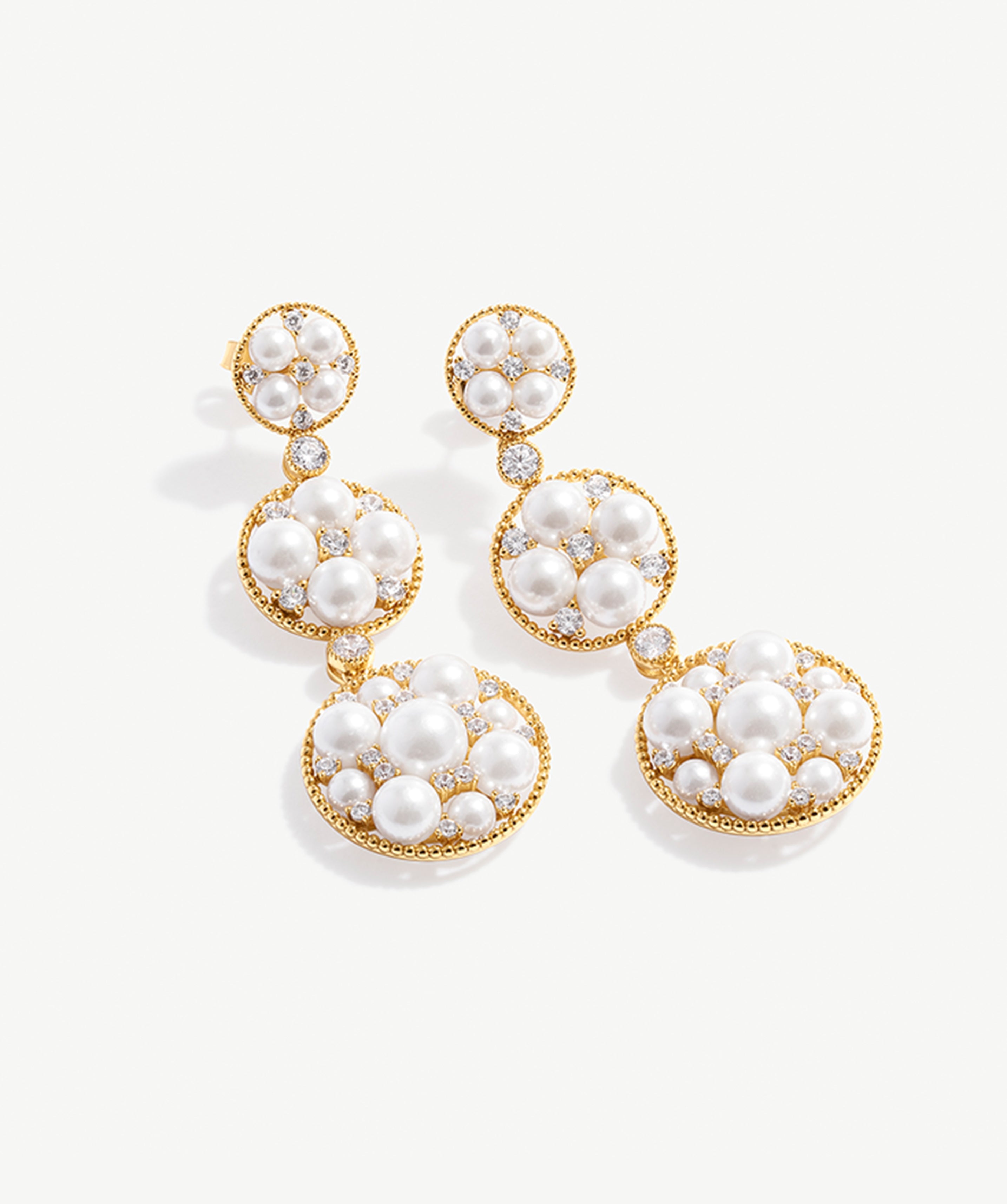 Elegant Drop Earrings with Pearls and Zircon Stones | MaiaMina