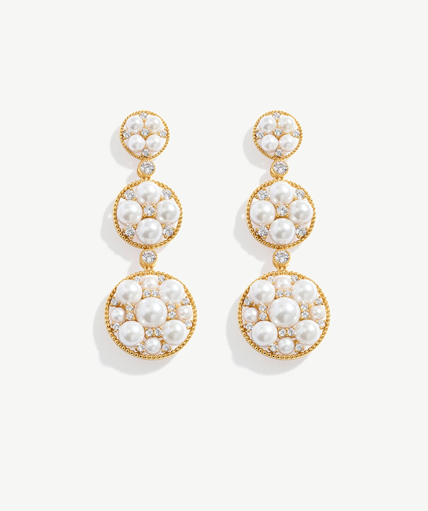 Elegant Drop Earrings with Pearls and Zircon Stones | MaiaMina