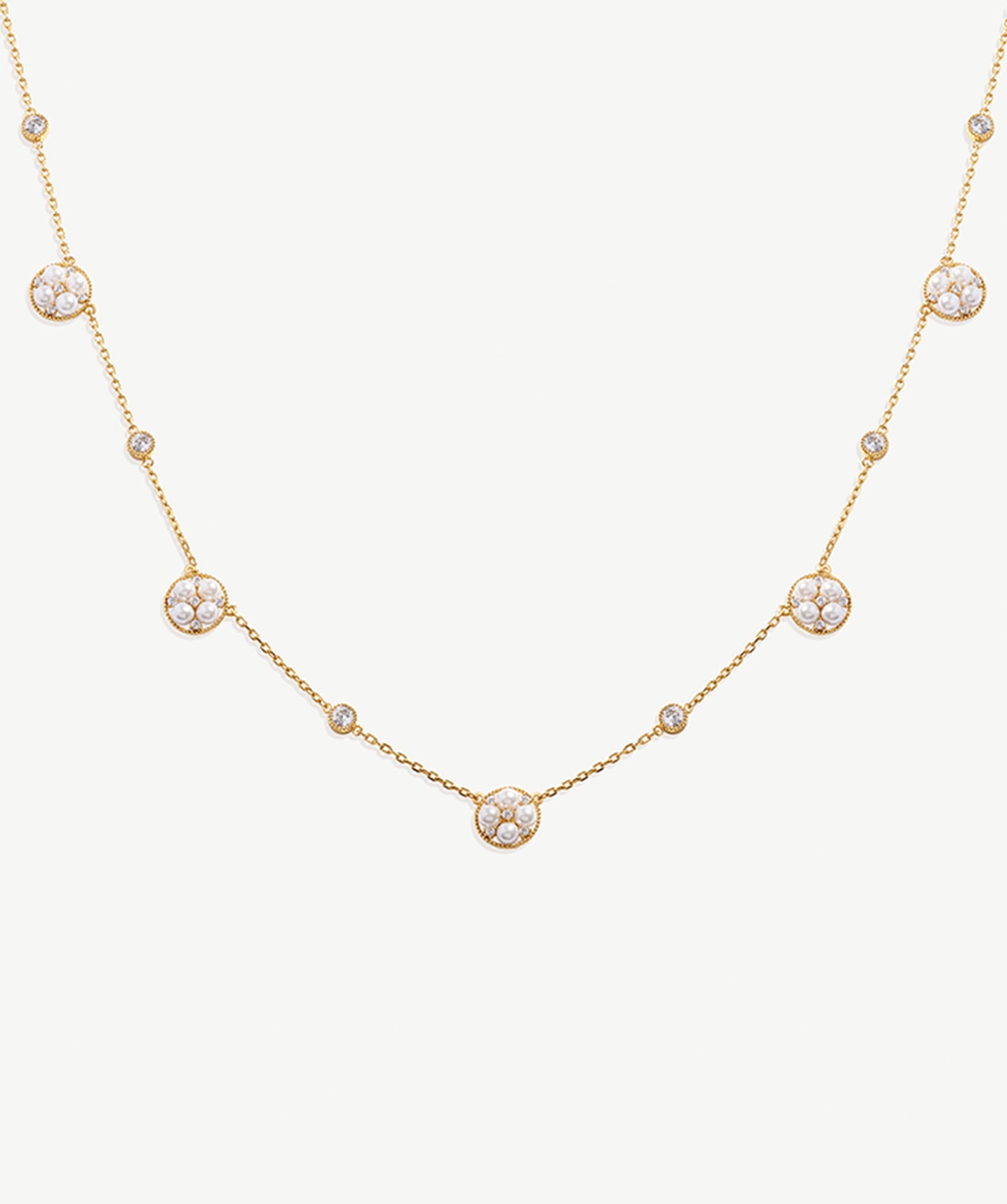 Elegant Necklace with Pearls and Zircon Accents | MaiaMina