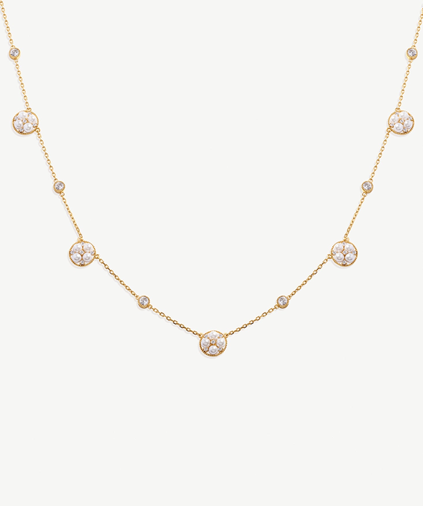 Elegant Necklace with Pearls and Zircon Accents | MaiaMina