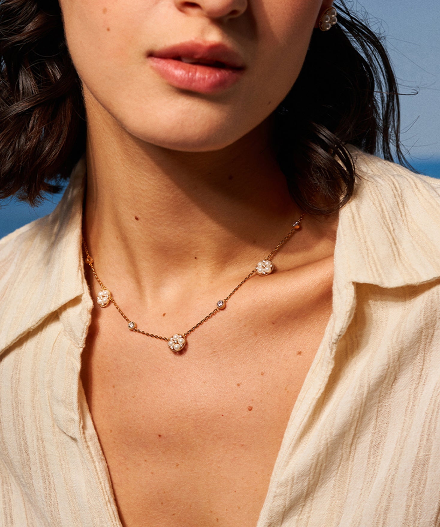 Elegant Necklace with Pearls and Zircon Accents | MaiaMina