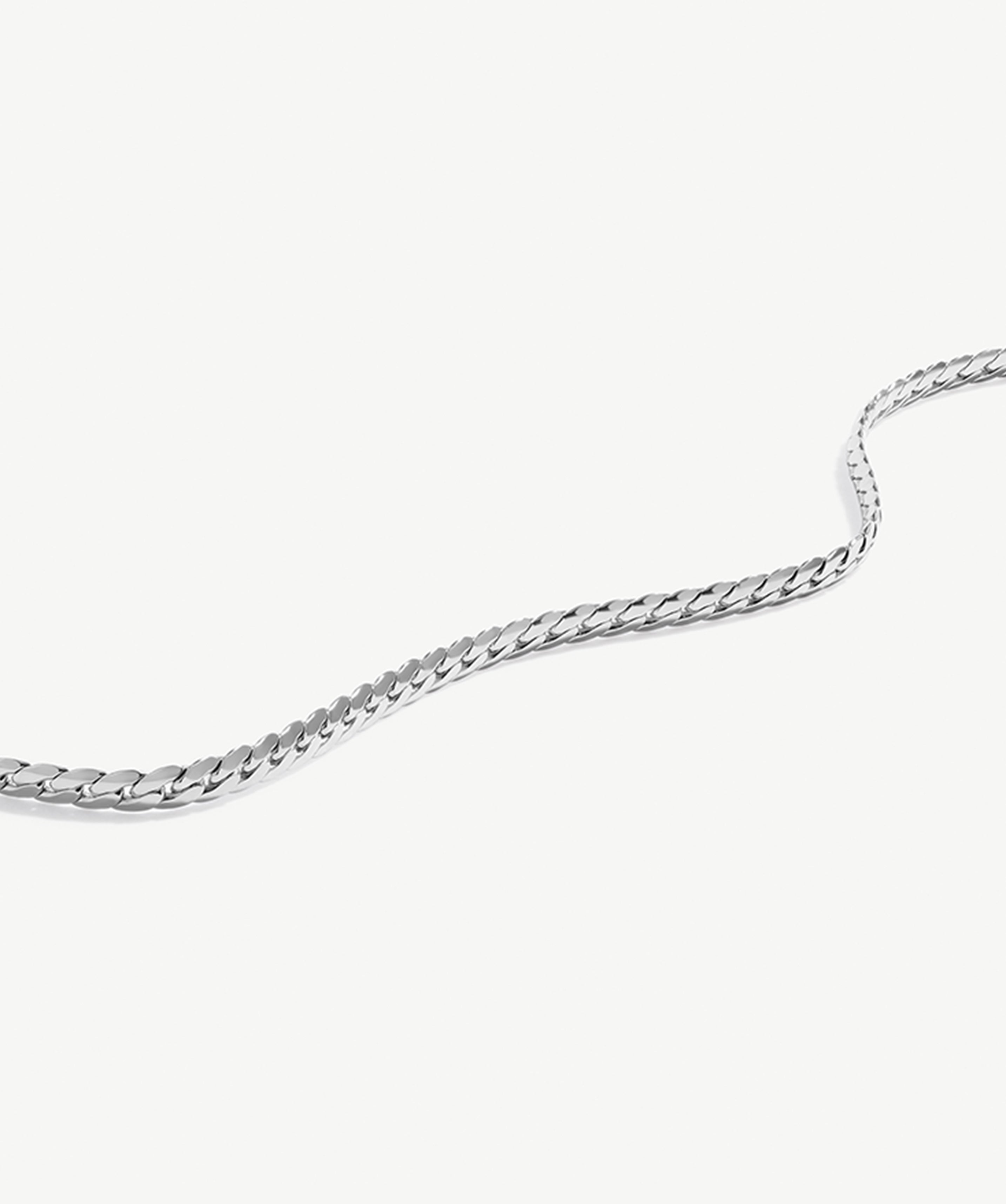 Sleek Silver Herringbone Chain Necklace | Rhodium Plated Recycled Sterling Silver | MaiaMina