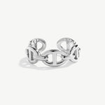 Adjustable Mariner Chain Ring for Women in Rhodium Plated on Recycled Sterling Silver, Vintage Open Ring Wrap and Fit to Every Finger | MaiaMina