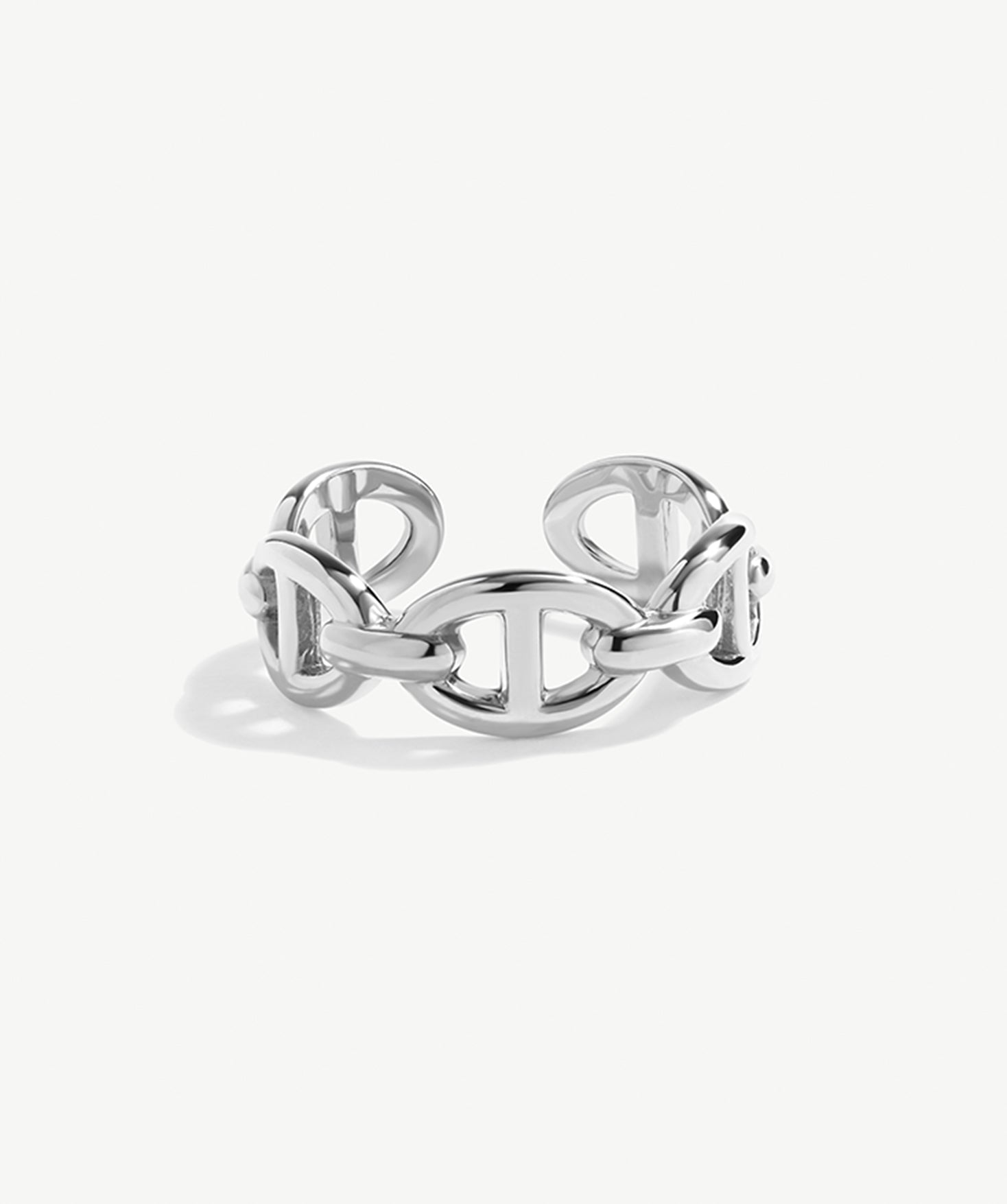 Adjustable Mariner Chain Ring for Women in Rhodium Plated on Recycled Sterling Silver, Vintage Open Ring Wrap and Fit to Every Finger | MaiaMina