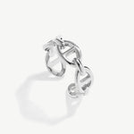 Adjustable Mariner Chain Ring for Women in Rhodium Plated on Recycled Sterling Silver, Vintage Open Ring Wrap and Fit to Every Finger | MaiaMina