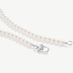 Dainty Round Pearl Necklace with Paperclip Pendant, Cream White Pearl Jewelry for Women | MaiaMina