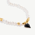 Elegant Heart Pendant Freshwater Pearl Necklace - Gold-Plated on Sterling Silver | MaiaMina