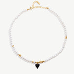 Elegant Heart Pendant Freshwater Pearl Necklace - Gold-Plated on Sterling Silver | MaiaMina