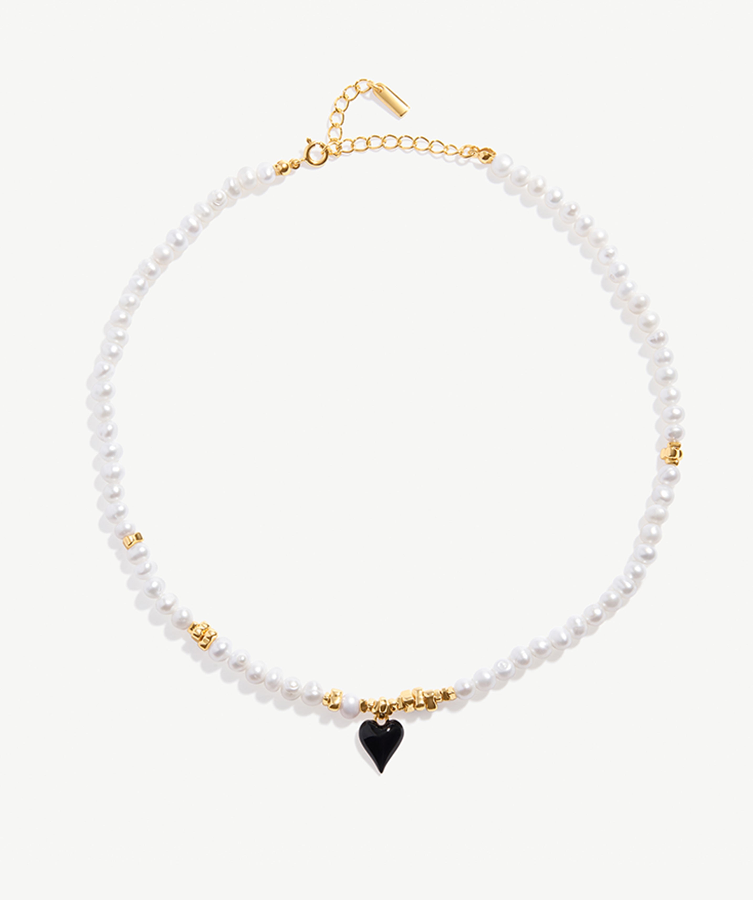 Elegant Heart Pendant Freshwater Pearl Necklace - Gold-Plated on Sterling Silver | MaiaMina