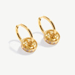 Versatile Gold Hoop Earrings with Detachable Coin Pendant and Champagne Marquise Stones | MaiaMina