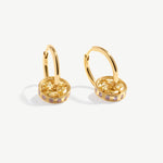 Versatile Gold Hoop Earrings with Detachable Coin Pendant and Champagne Marquise Stones | MaiaMina