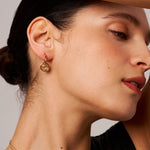 Versatile Gold Hoop Earrings with Detachable Coin Pendant and Champagne Marquise Stones | MaiaMina