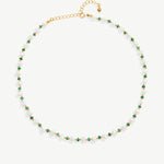 Gold-Plated Lab Emerald and Pearl Necklace | MaiaMina Jewelry