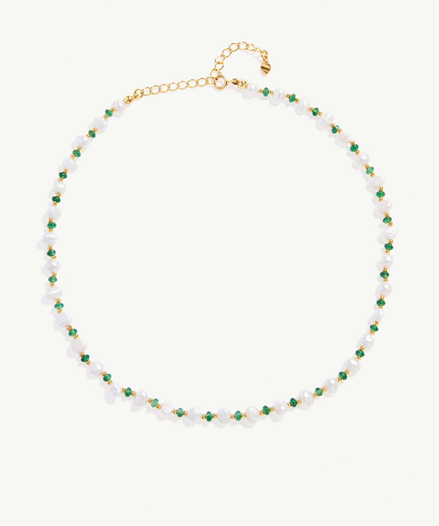 Gold-Plated Lab Emerald and Pearl Necklace | MaiaMina Jewelry