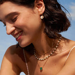 Gold-Plated Lab Emerald and Pearl Necklace | MaiaMina Jewelry