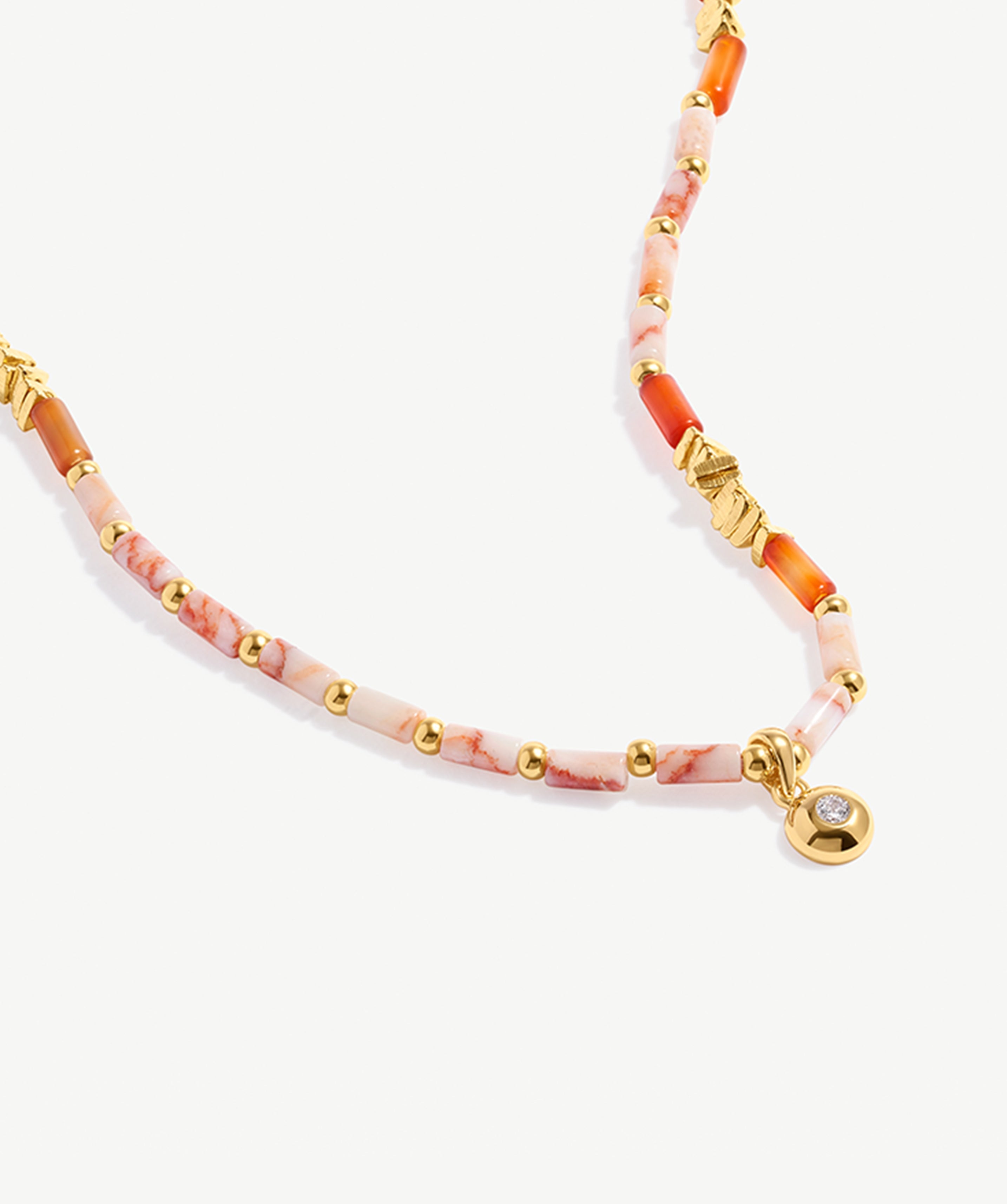 Elegant Red Agate and Gold Bead Necklace | MaiaMina Jewelry