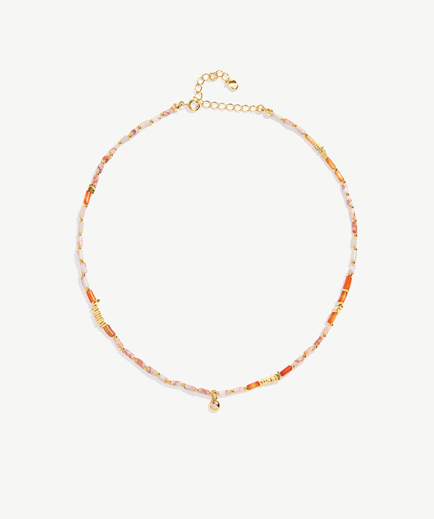 Elegant Red Agate and Gold Bead Necklace | MaiaMina Jewelry