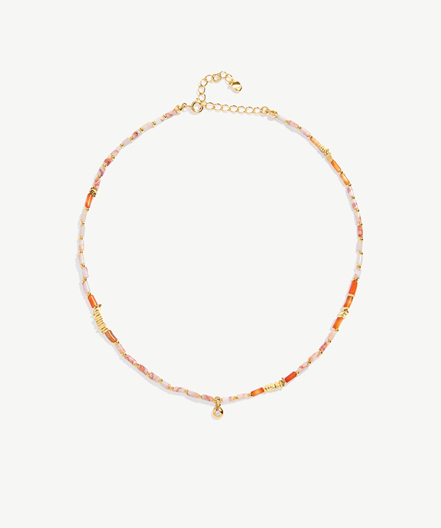 Elegant Red Agate and Gold Bead Necklace | MaiaMina Jewelry