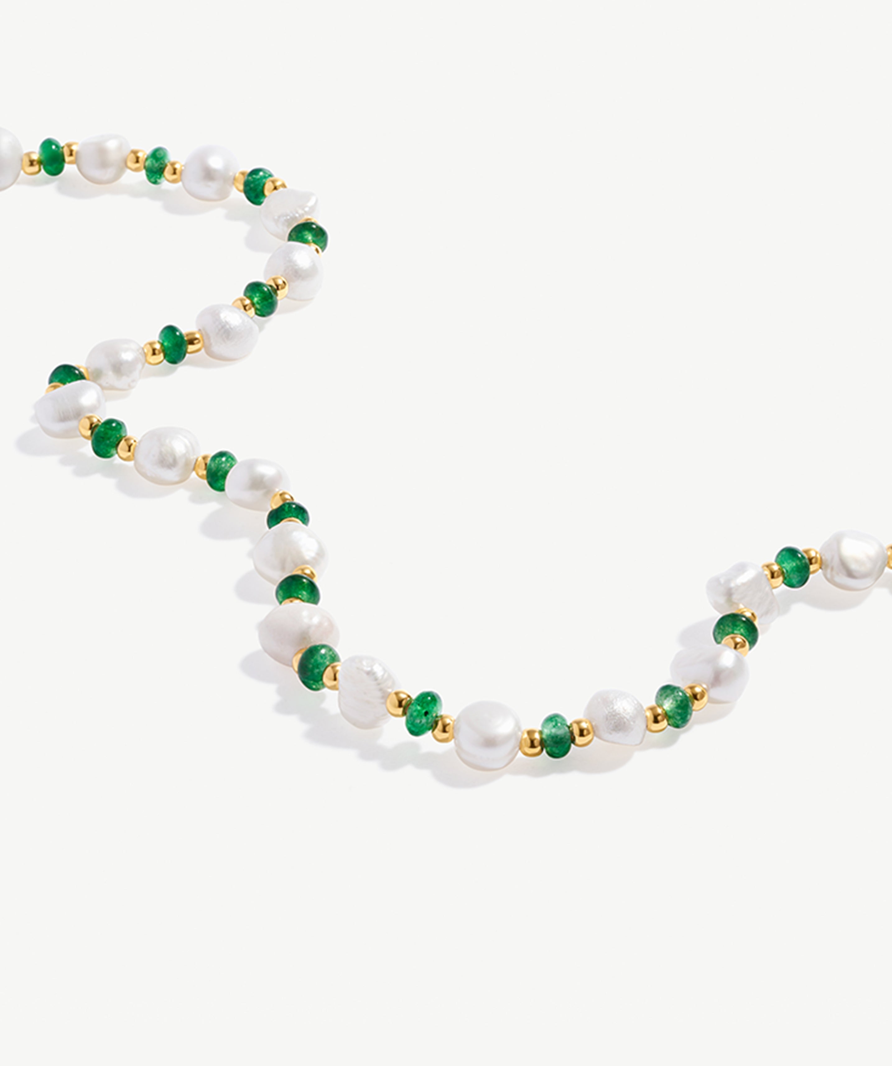 Gold-Plated Lab Emerald and Pearl Necklace | MaiaMina Jewelry