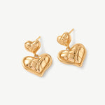 18K Gold Plated Chunky Waffle Heart Drop Earrings – Vintage Modern Romance | MaiaMina